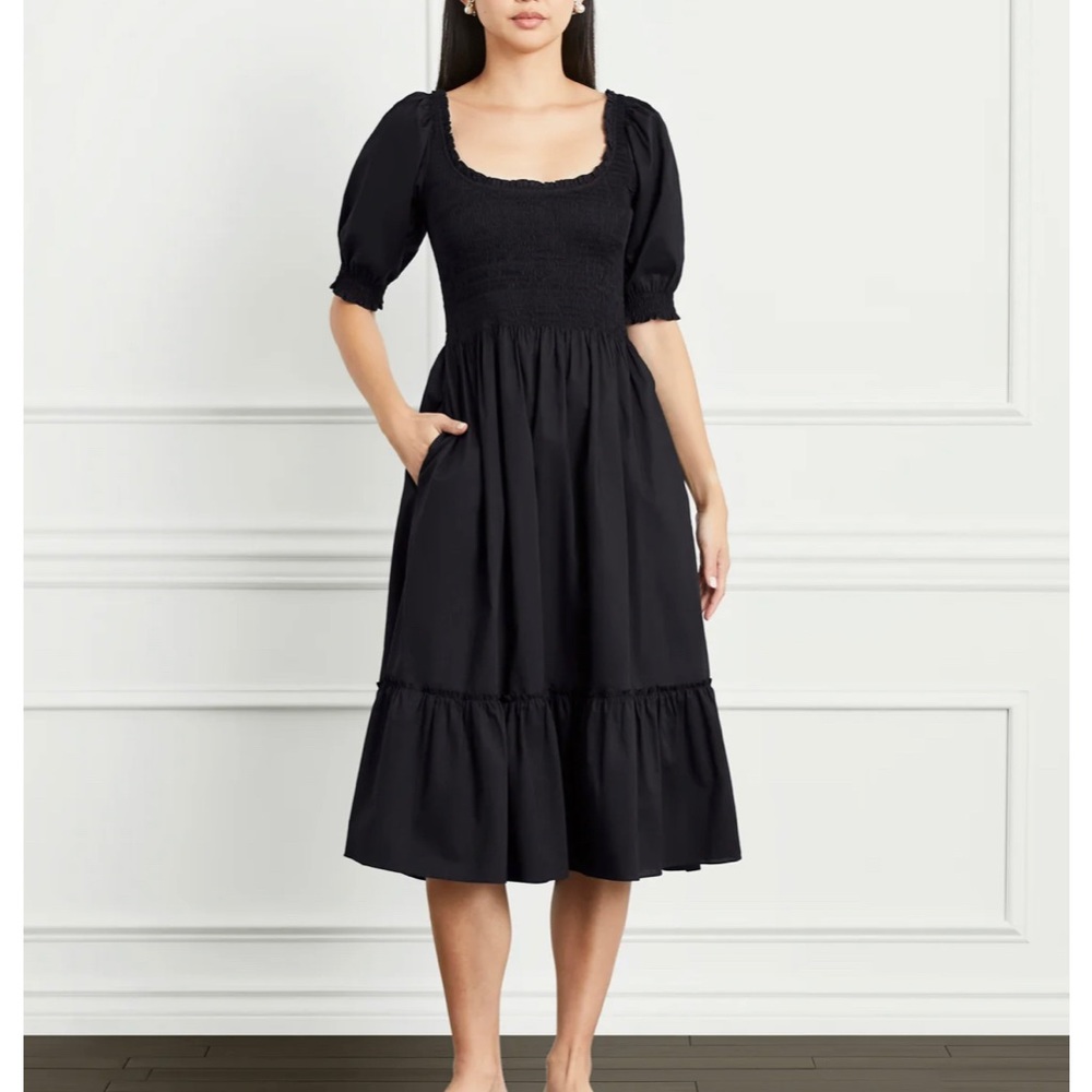 Hill House Home Louisa Nap Dress XL black cotton smocked puff sleeve